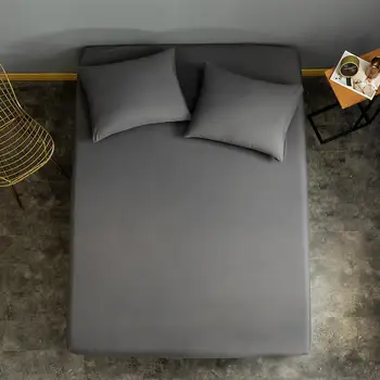 

Bonenjoy 1 pc Mattress Cover On Elastic Band Single Dark Gray Color Sheets For Bed King Size Fitted Sheets For Adult sabanas