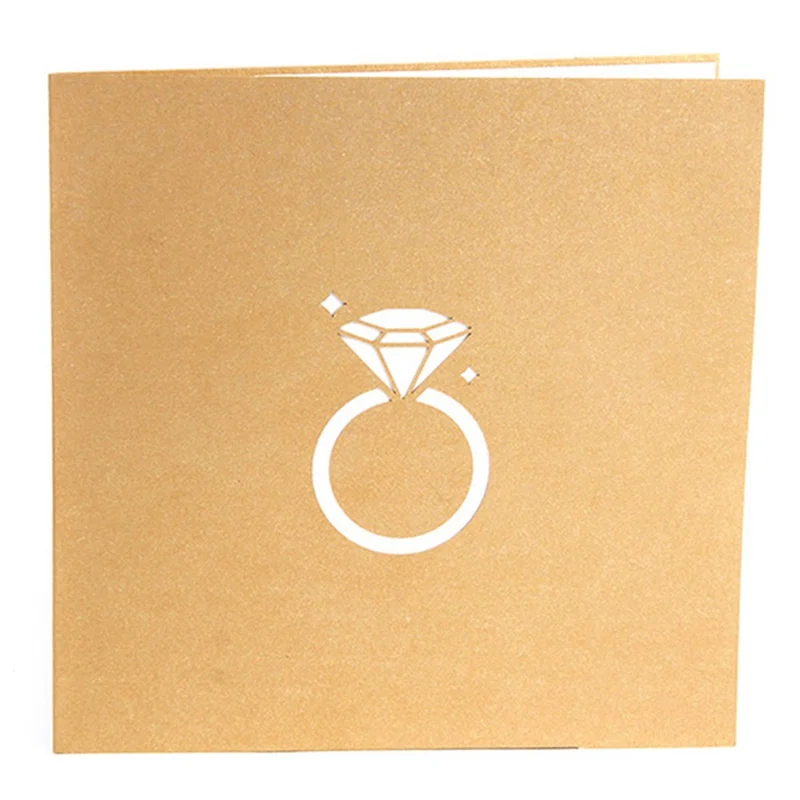  Laser Cut 3D Popup Diamond Ring Cards For Laser Cut Wedding Invitations Valentine's Day Wedding & E - 4000510247522