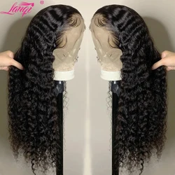 Kinky Curly Lace Human Hair Wig Pre Plucked 30 Inch Lace Front Wig Closure Wig Brazilian Curly Deep Wave Frontal Wigs For Women