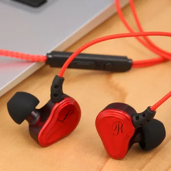 

3.5mm In-ear Sport Earphone w/Mic 1.2m Cable Line Control Headphones Dual-dynamic Headset Heavy Bass Headphone