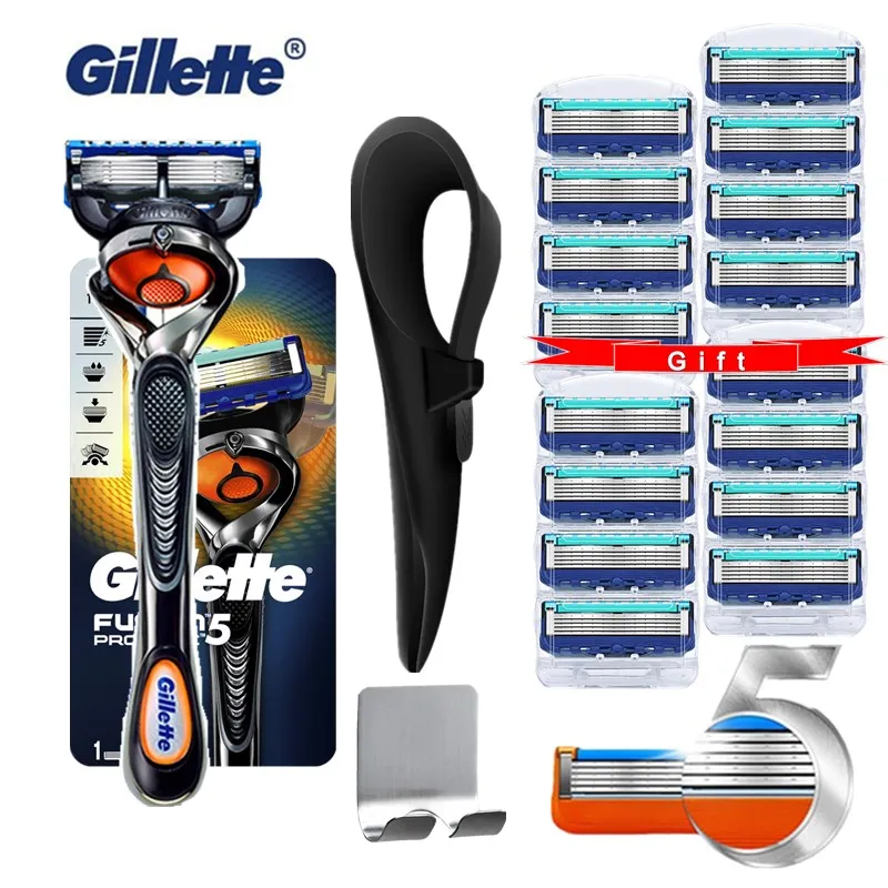 

Gillette Fusion Proglide Men Manual Shaver Razors Machine for Shaving Blades 5 Layer Cassettes With Rubber Sleeve and Hook