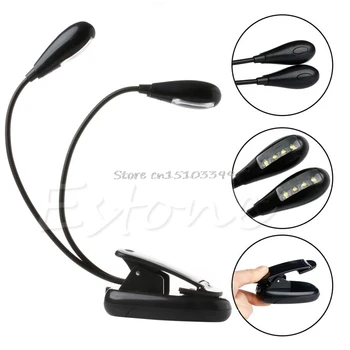 

Clip-on Adjustable Dual Arm 8 LED Piano Music Stand Book Light Reading Lamp Drop Ship