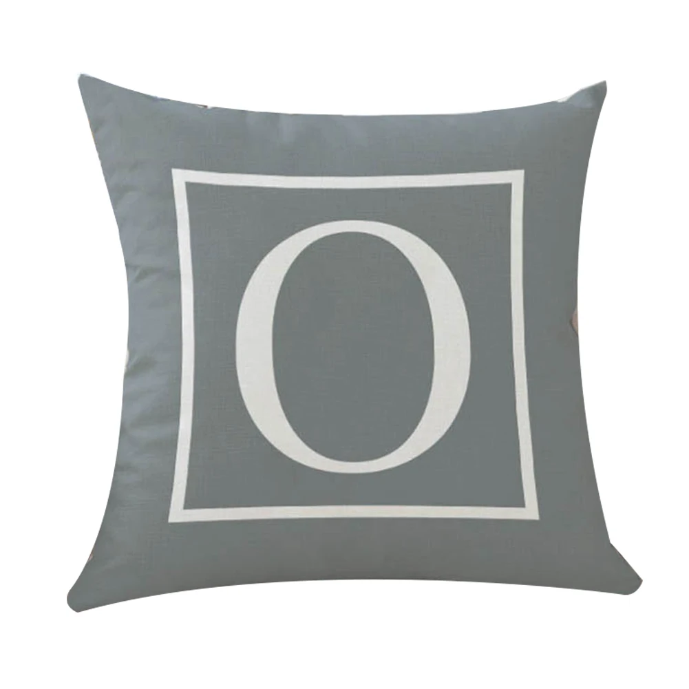 O Meijuner Cushion Cover Grey 26 English Alphabet Throw Pillowcase Single-sided Printing Pillowcase For Hotel Coffee Home Decor - Цвет: O