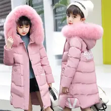 Теплая одежда для маленьких девочек на холодную зиму пальто для младенцев 8, 10, 12 лет Новая модная детская утепленная куртка г. Рождественский зимний комбинезон с капюшоном, верхняя одежда