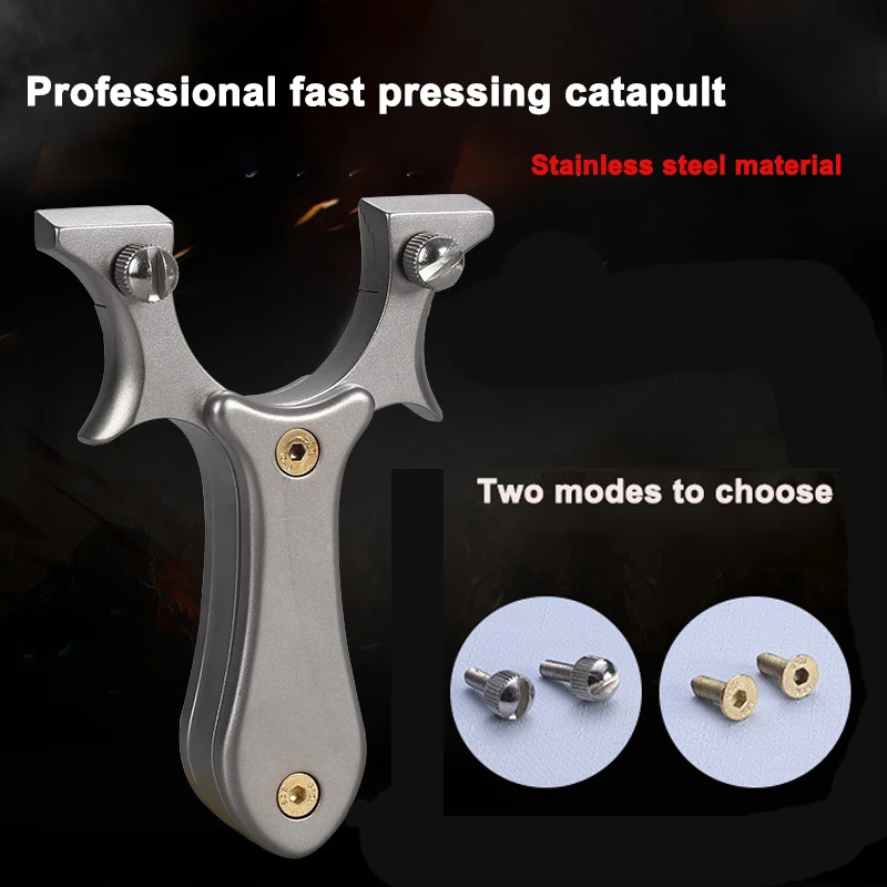 

New Slingshot Overall Stainless Steel Anti-rust Two Fast Pressing Methods Metal Patch Outdoor Professional Hunting Slingshot