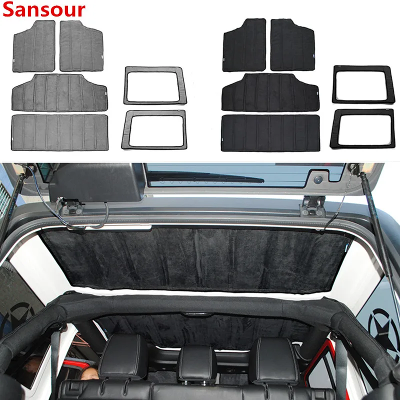 Sansour Car Interior Rear Window And Roof Mesh Hardtop Heat Insulation Cotton Kit for Jeep Wrangler JK 2012-2017 Car Styling
