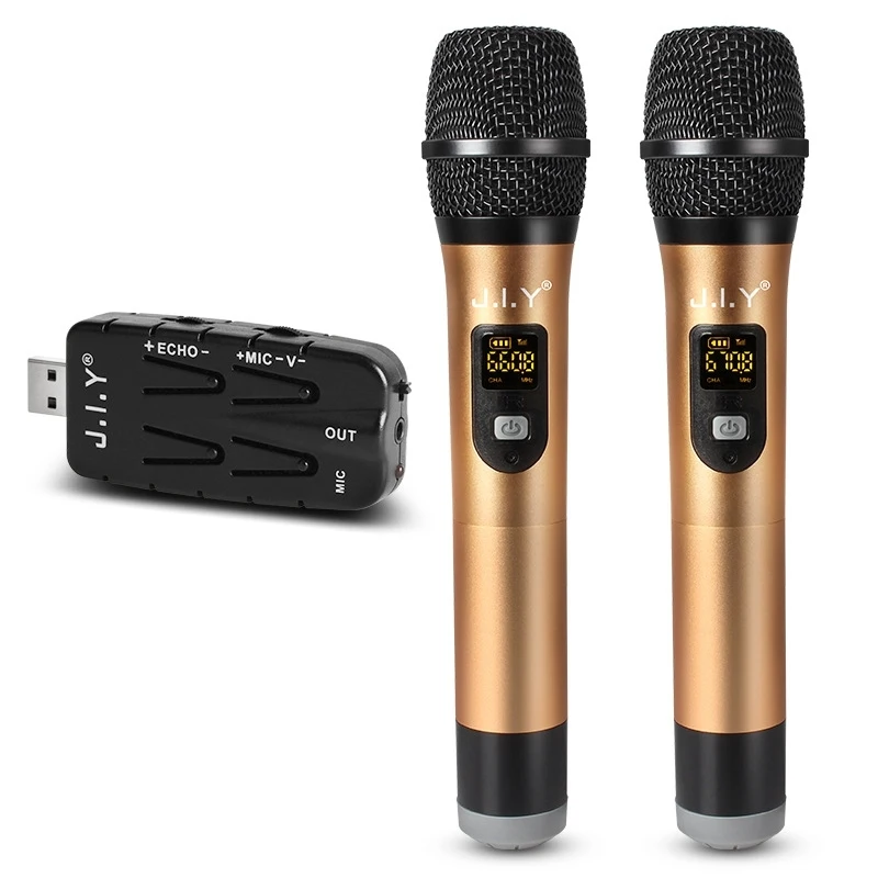 J I Y 2 In 1 K Song Wireless Microphones For TV PC With Audio Card USB Receiver And LED Display 