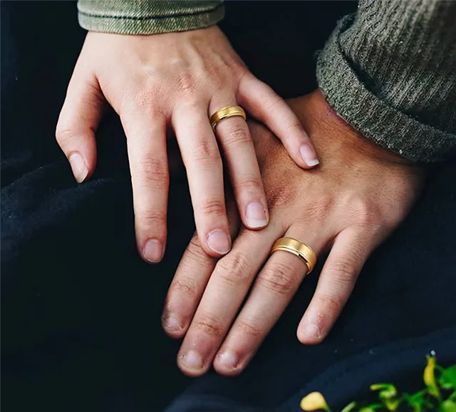 18K Placcato Oro Titanio Acciaio Semplice Combinazione Di - Foto 12