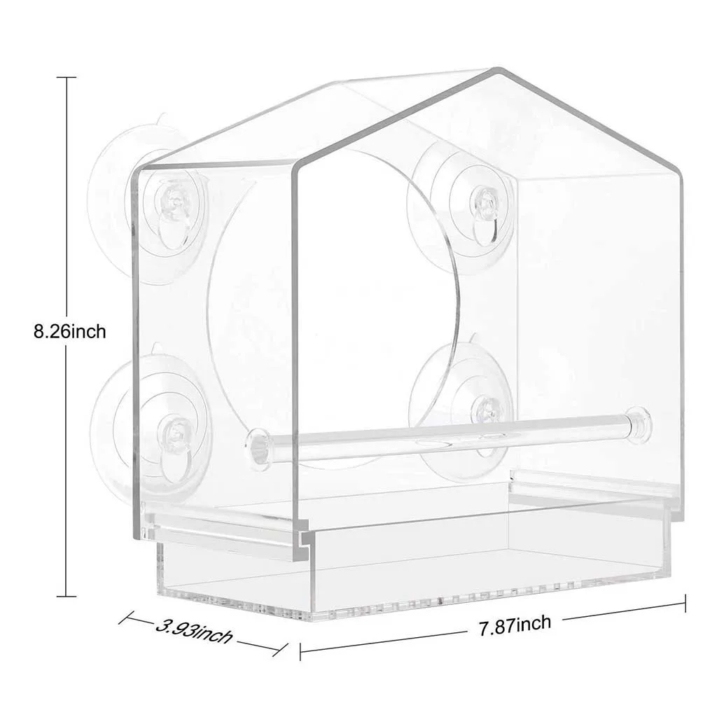 Кормушка для птиц, акриловый прозрачный поднос для просмотра окон, кормушка для птиц, присоска, крепление для дома, тип кормушки для птенцов