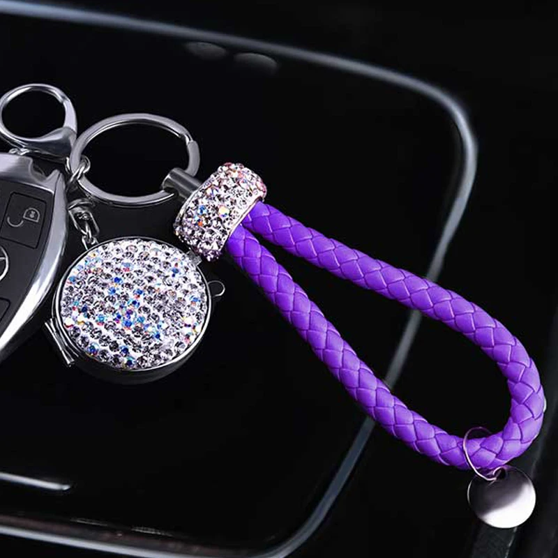 1 шт. Высококачественный винтажный кожанный браслет автомобильный брелок кристалл держатель для ключей футляр для хранения колец натуральная сумка подвеска с зеркалом