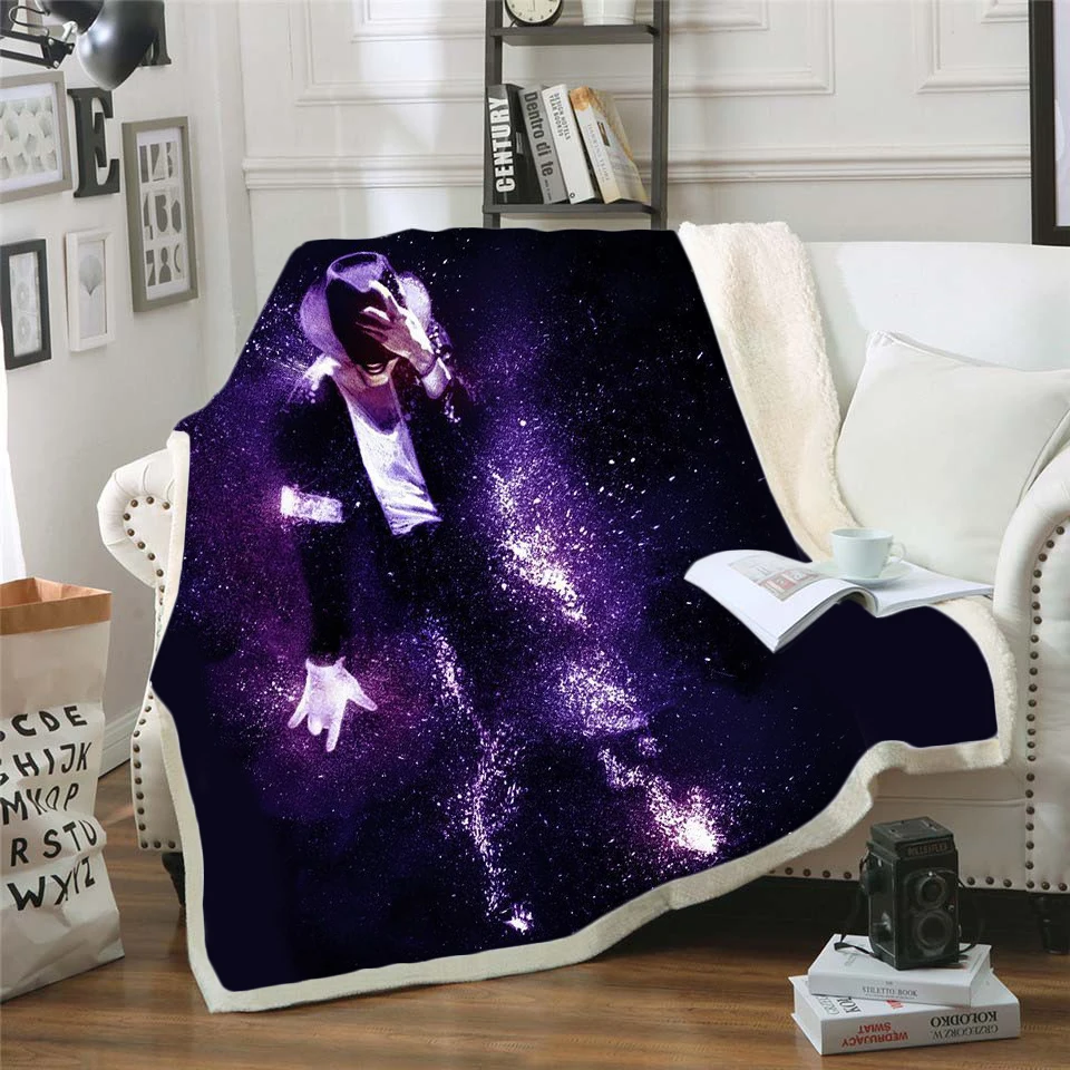 Michael Jackson 3d printed fleece blanket for Beds Hiking Picnic Thick Quilt Fashionable Bedspread Sherpa Throw Blanket style-7