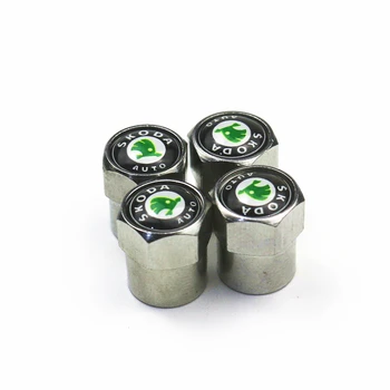 

4PCS Metal Wheel Tire Valve Stem Caps for skoda octavia fabia rapid yeti Kodiaq superb octavia a 5 a 7 2 Car Styling Car Auto