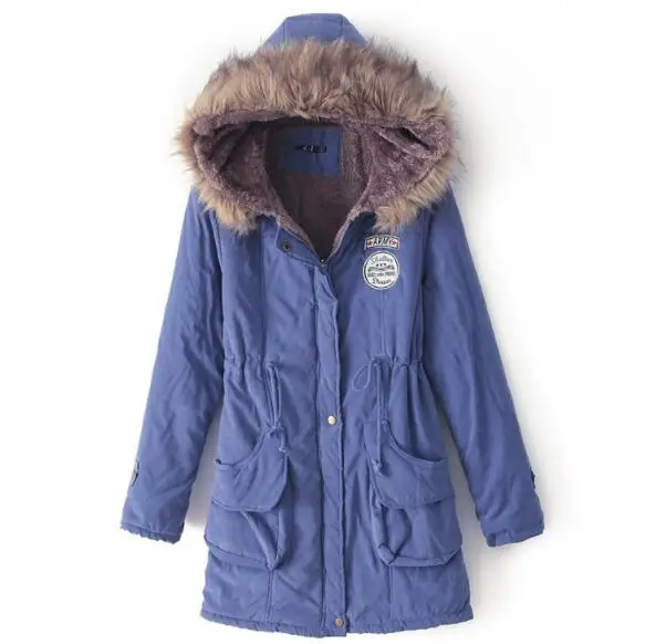 Зимняя куртка Женская Толстая теплая парка с капюшоном Mujer хлопковое Стеганое пальто длинный абзац плюс размер 3xl тонкая куртка женская - Цвет: Небесно-голубой