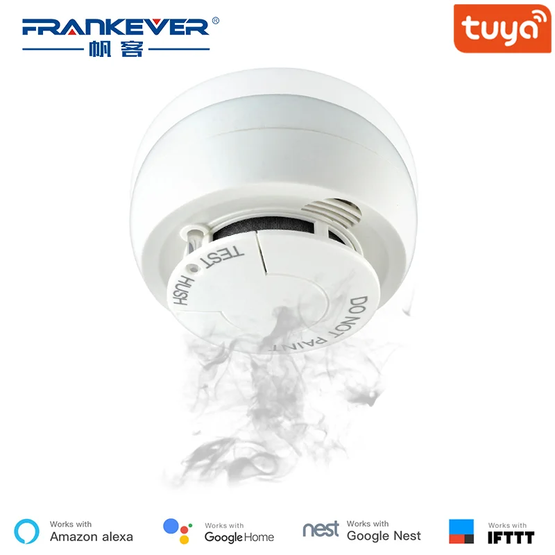 

FrankEver 1PC Wifi Smoke Detector Fire Alarm Security System Smart Smoke Sensor Smart Life Tuya App