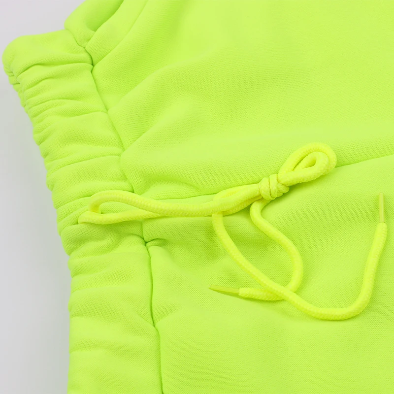 OMSJ неоновый зеленый однотонный спортивный костюм женский комплект из 2 предметов повседневный комплект со штанами костюм комплект одежды с длинными рукавами уличная женская одежда
