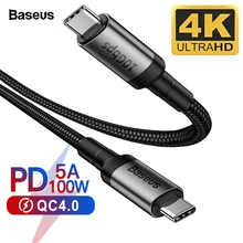 Baseus USB 3,1 type C-USB C кабель для MacBook Pro 100 Вт PD Quick Charge 4,0 3,0 USBC зарядное устройство для samsung S10 S9 huawei P30 P20