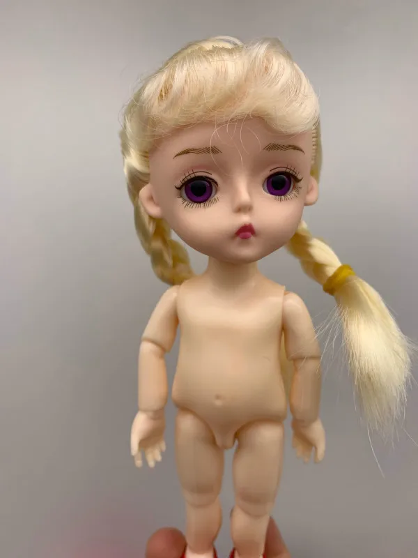 Милые подвижные шарниры 16 см Мини-куклы с 3D глазами BBIA102 - Цвет: a naked doll