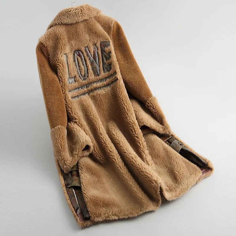 

Women Sheep Shearing Coats Long Thick Real Wool Fur Coat Female 2020 Women's Lamb Fur Jacket Winter Jackets 38086 YQ3926