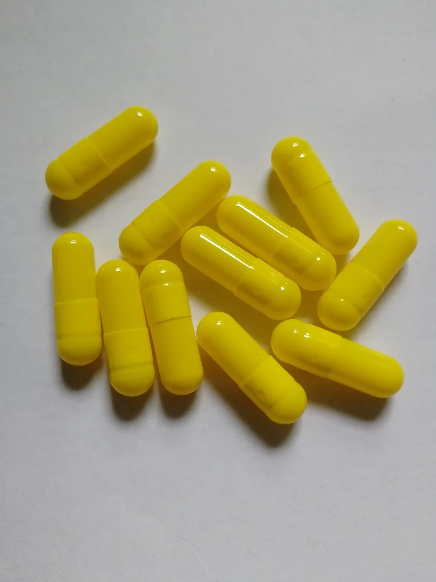 Yellow 1000pcs Colored Size 0 Empty Capsules! 0# Hollow Hard Gelatin Medicine Powder Refillable Capsules Empty Separated Capsules 0 - Цвет: Yellow