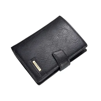

Diysomes New Wallet Short Tri-fold Passport Holder Multi-function Vertical Synthetic Leather Long Men Solid PU Male Black 2.5cm
