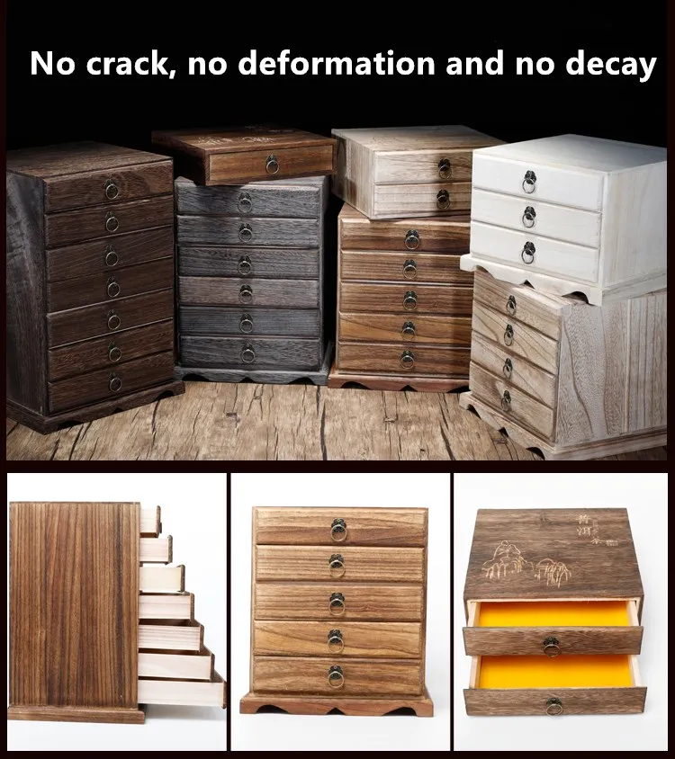 Solid wood tea boxes ark tea cake packaging wooden box burn paulownia multilayer tray