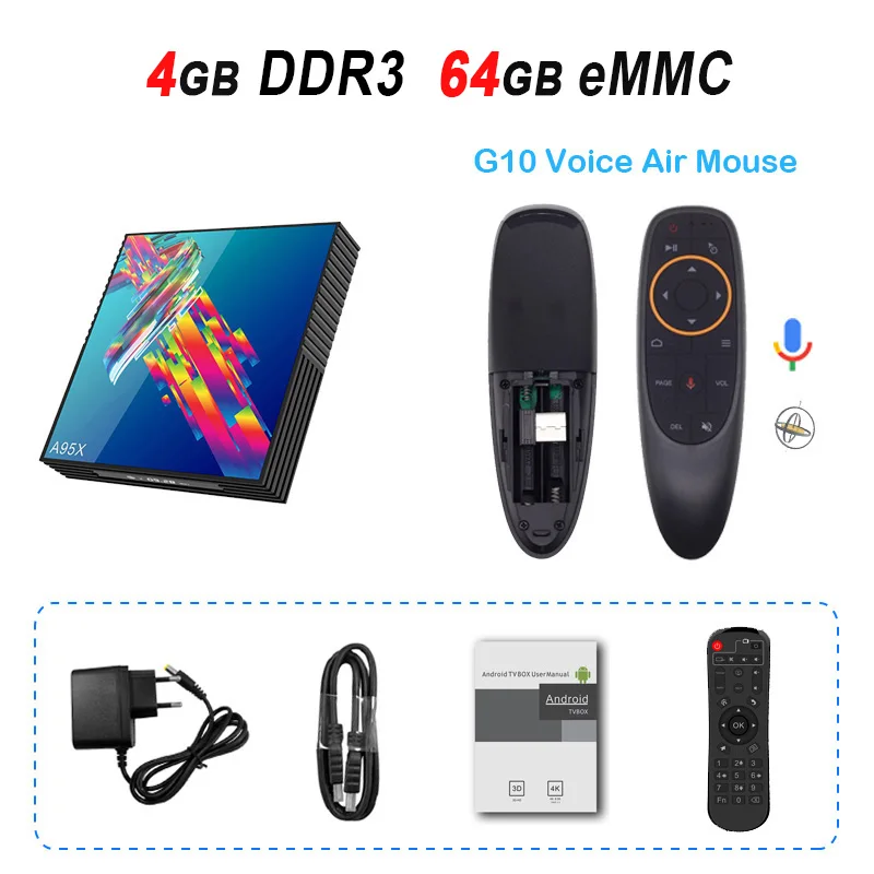 4GB 64GB G10 A95X R3 Android 9,0 tv Box RK3318 4 Гб DDR3 64 Гб Smart tv Box 4K 2,4G 5G Dual WiFi Netflix Youtube медиаплеер телеприставка - Цвет: 4GB 64GB G10