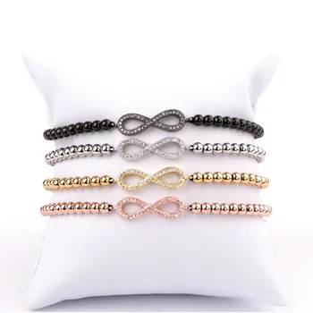 High quality Stainless Steel Beads CZ infinite Charm Friendship Macrame Women Jewelry Bracelet