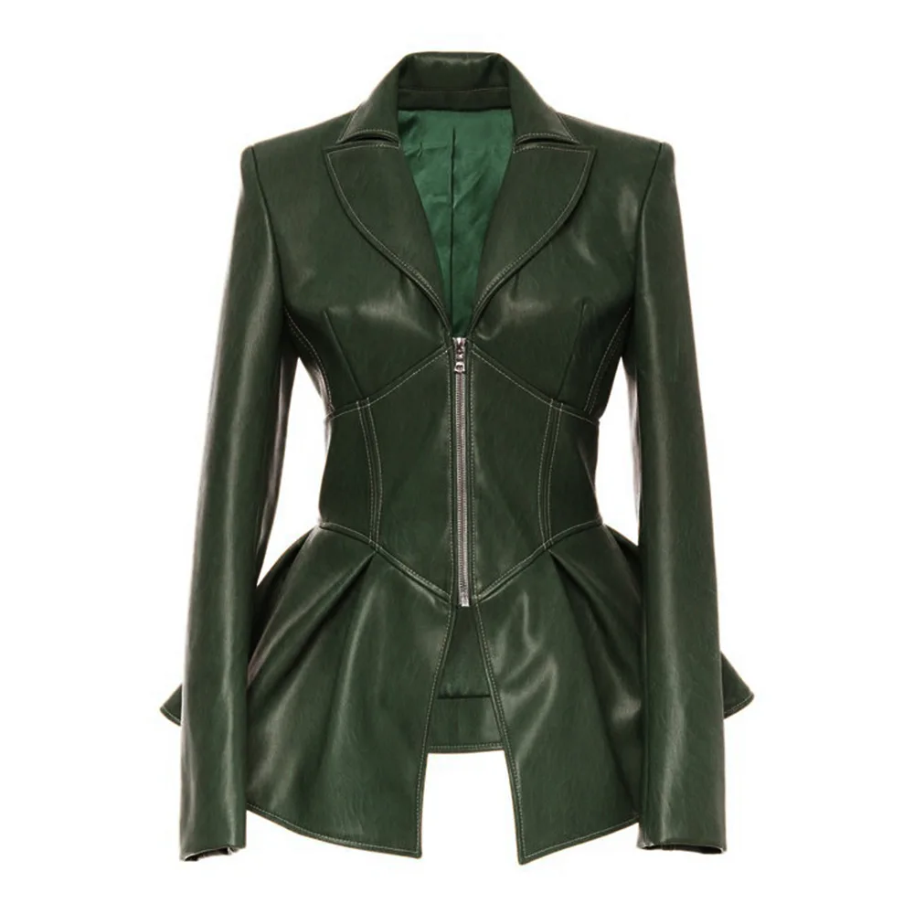 Осеннее популярное Свободное пальто из искусственной кожи Женская куртка женская с капюшоном Готический casaco Inverno куртки Campera Mujer верхняя одежда - Цвет: Green