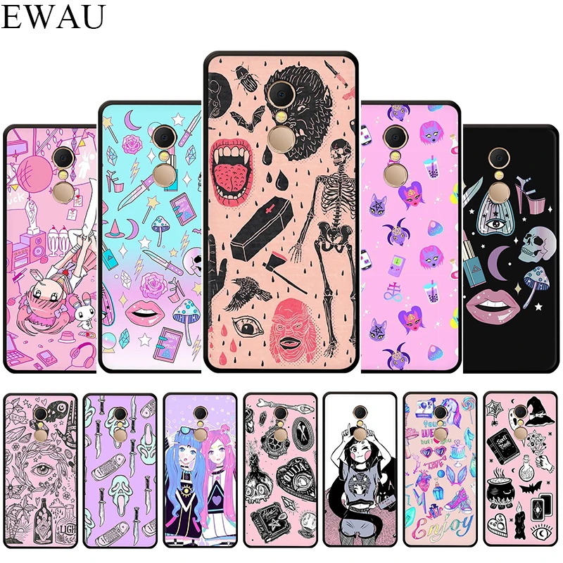 Силиконовый чехол для телефона EWAU Girly Pastel Witch Goth Xiaomi Redmi Note 4 4X 5 6 7 8 Pro 5A Prime |
