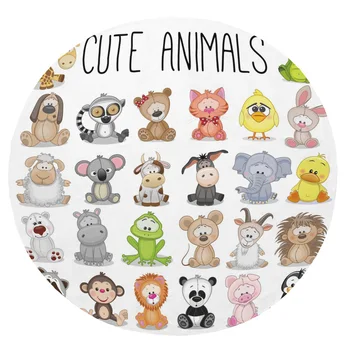 

Super Soft Plush Flannel Blanket Animal Penguin Lion Panda Monkey Blankets Round Throw Blanket for Beds