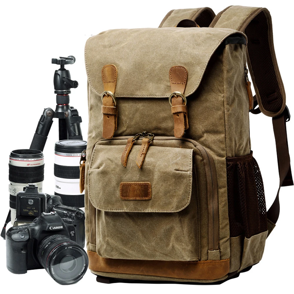 Unisex DSLR SLR Camera Backpack Rucksack Waterproof Travel Laptop Lens Case Bags 