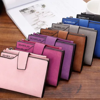 

Promotional Wallet Women Zipper Buckle Short Multi Color Solid Simple Small Bags Card Photo Purse For Dropshipping Free Shipping