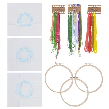 

3 Set DIY Learning Embroidery Accessories Kit Flower Style DIY Cross Stitch Set Cloth Needles Thread Embroidery Base Accessories