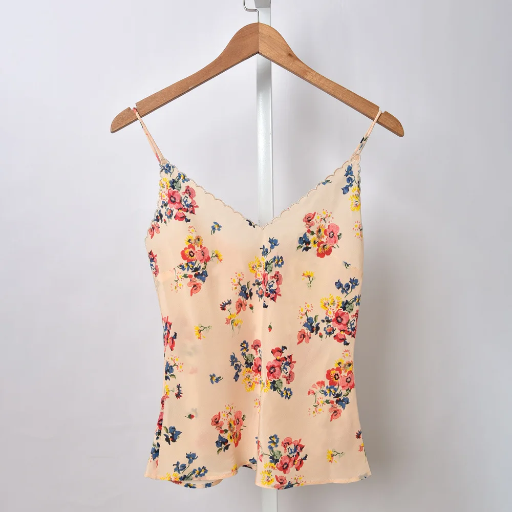 100% Шелковая женская кофта в праздничном стиле женские топы на бретельках с