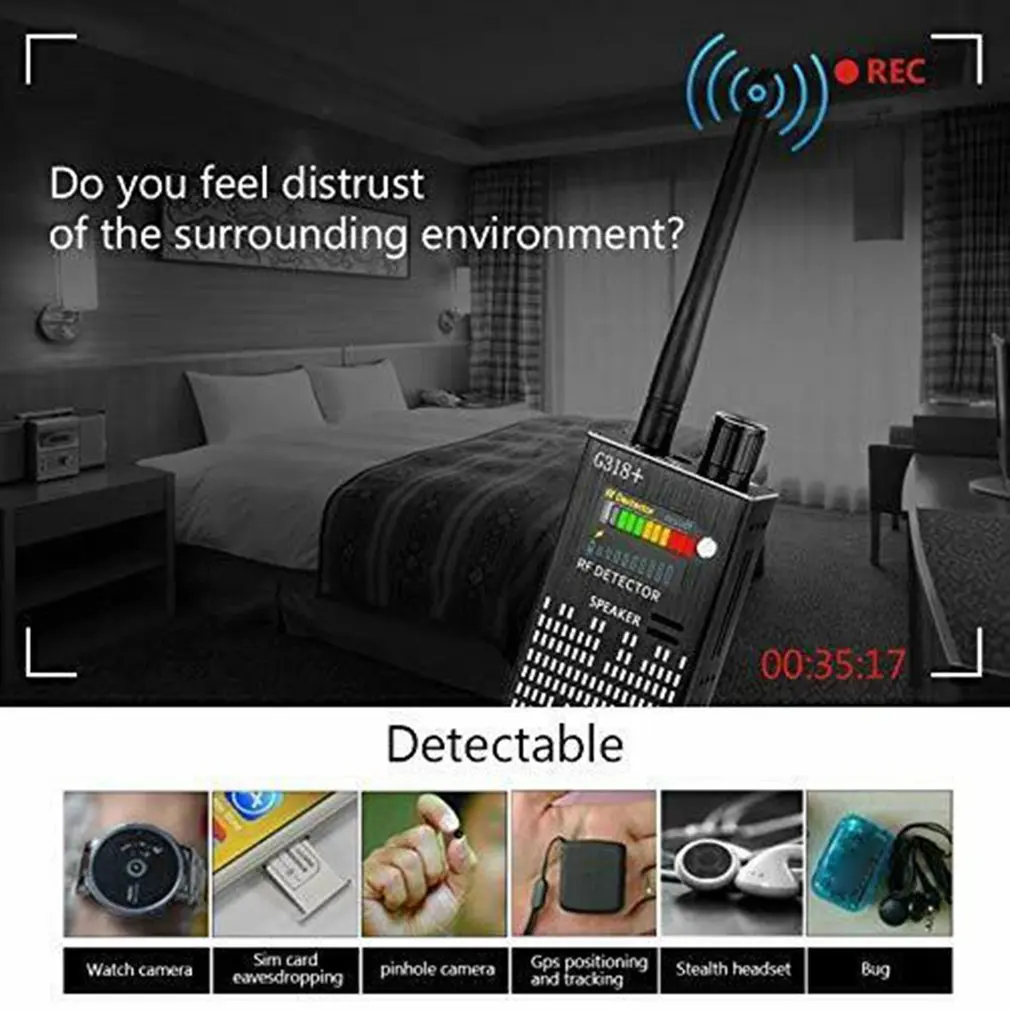  G318 + Anti-Spy Verstärkung Signal Detektor RF Spy Bug GPS Tracker Finder Tracer Finder 2G 3G 4G De