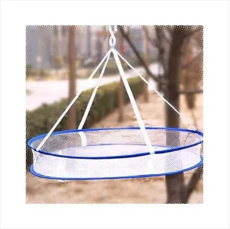 Single Layer Laundry Basket Sweater Clothes Rack Network Windproof Air Dry Foldable Clothes Blue 89G