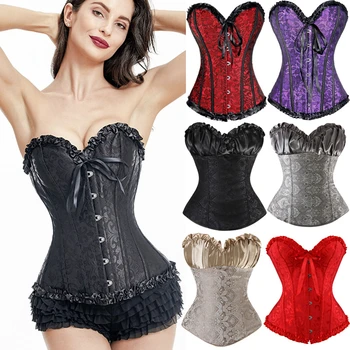 

Overbust Bustiers Corsets Sexy Gothic Corset Top 6xl Plus Size Overbust Corselet Lace Up Reducing Shaper Modeling Strap Slimming