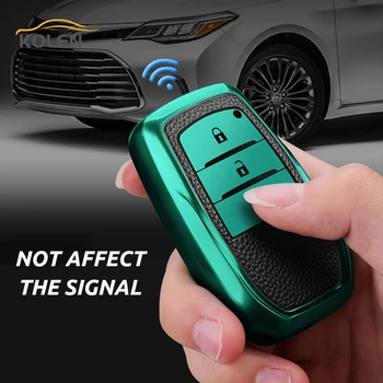 Leather TPU Car Smart Key Cover Case For Toyota Rav4 Corolla Altis Fortuner Camry Land Cruiser 200 Aygo CHR Protector Shell Fob - Leather TPU Car Smart Key Cover Case For Toyota Rav4 Corolla Altis Fortuner Camry Land