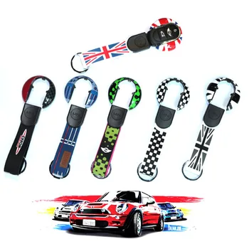 

(1) Union Jack Style Key Case Cover Shell w/ Lanyard For 3rd Gen MINI Cooper F55 F56 Smart Key