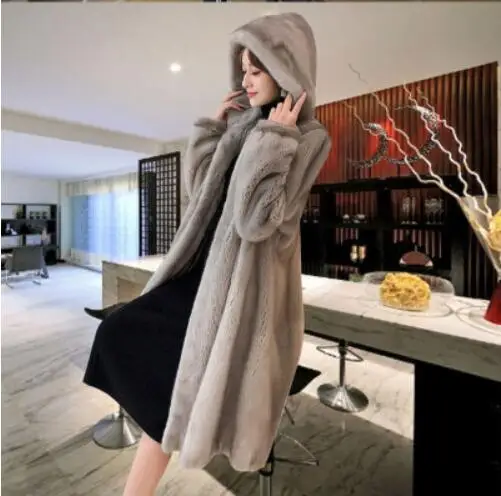 light grey Водонепроницаемая бархатная шуба, женская мода, средней длины, утолщенная, зима, новые шубы, большие размеры, выше колена, шуба для женщин - Цвет: light grey