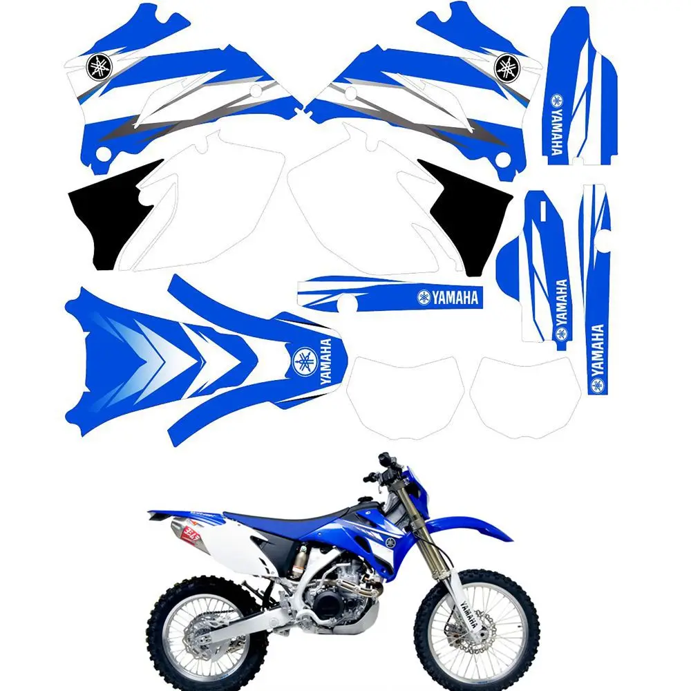 

For YAMAHA WR250F 2007 - 2014 WR450F 2007 - 2011 Customized Number Graphics Backgrounds Stickers Kit Decal