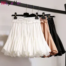 Женские плиссированные юбки шифоновая Корейская Высокая талия мини-юбка женская белая черная Корейская Милая шикарная плиссированная Женская мини-юбка