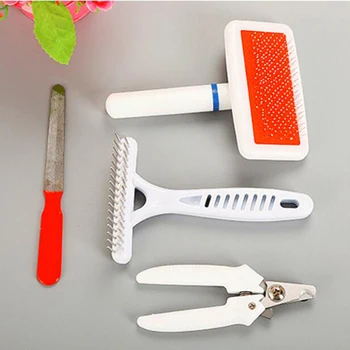 

Dog Grooming Comb Brush Set Cat Nail Clippers Stainless Steel Comb Pet Hair Grooming Tool Set For Short Long Hair Dogs Cats