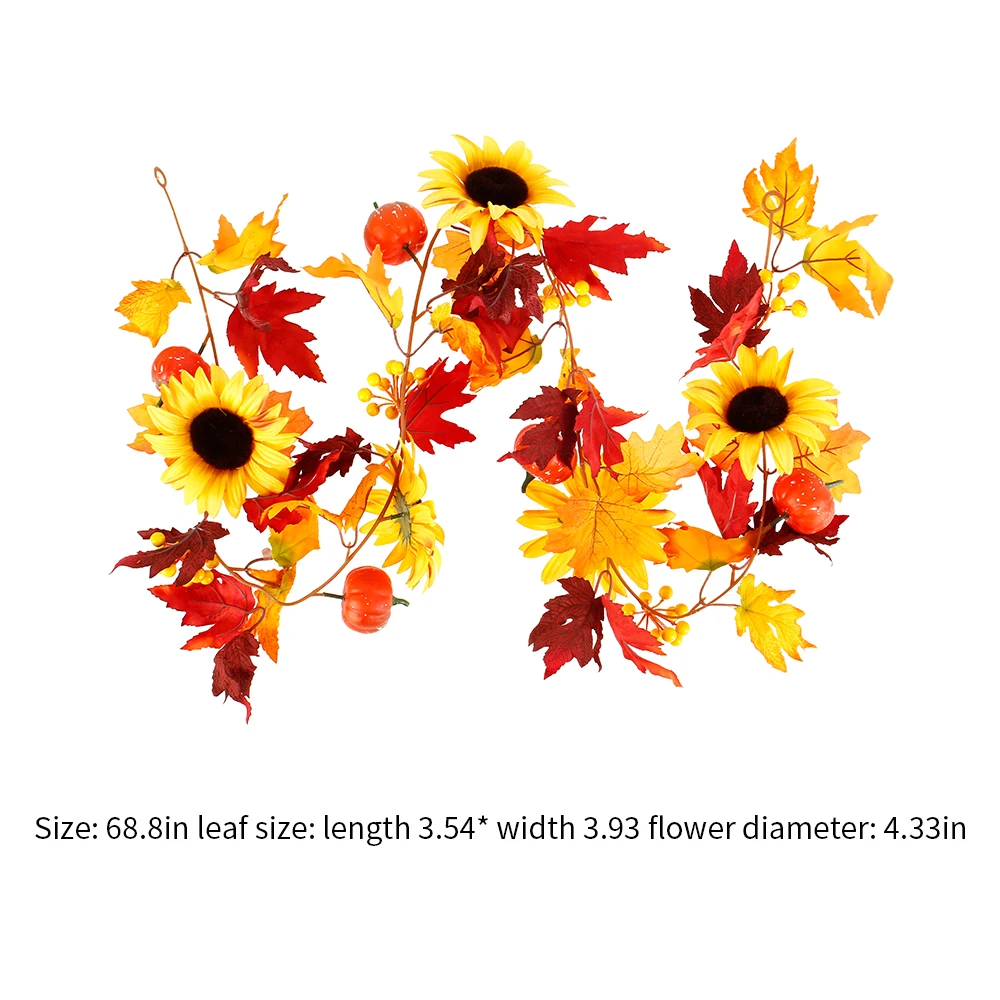 Artificial Garlands Autumn Hanging Fall Vines Pumpkin Berries Sunflower