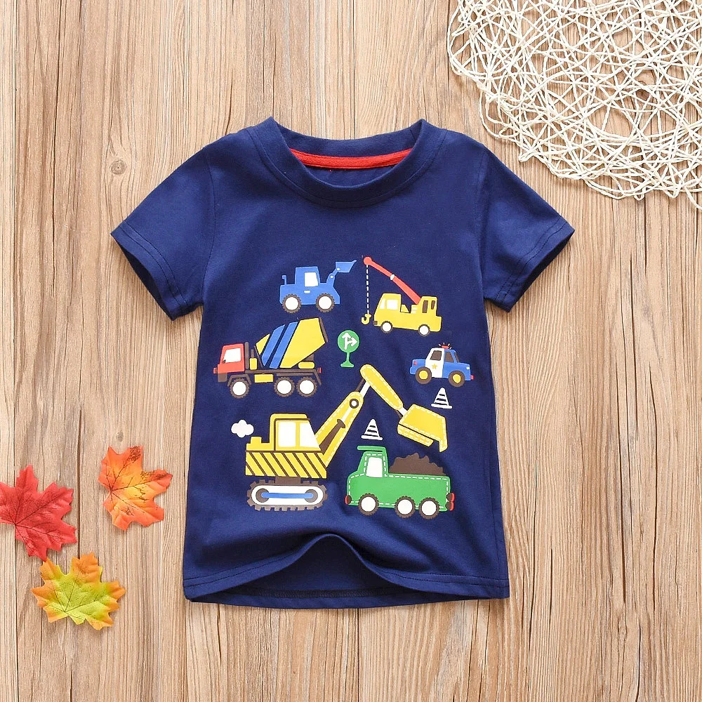 Новое поступление, хлопковая детская футболка детская одежда летние футболки с короткими рукавами для девочек одежда с принтом динозавра, футболки для грудничков Детские топы для детей возрастом 1-6 м