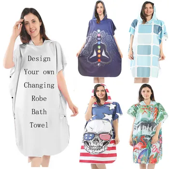 

Design Your own Changing Robe Bath Towel,Personalized Photo Quick drying Hooded Beach Towel ,Custom Poncho Bathrobe Towels