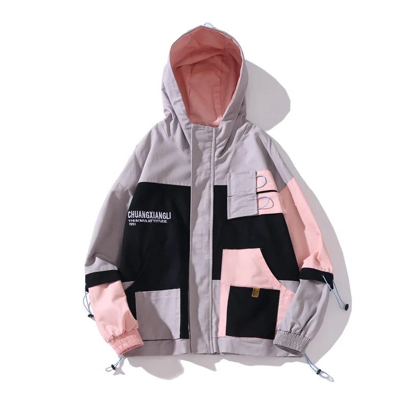 pink Jacket Брюки-карго в стиле хип-хоп с карманами; спортивные штаны-шаровары; тактическая уличная одежда; мужские модные повседневные брюки; спортивные брюки и куртка - Цвет: pink Jacket