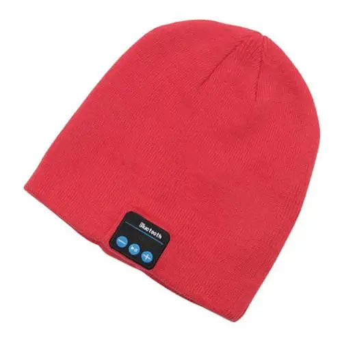 Watermelon Red Беспроводная Bluetooth шапка, вязаная бархатная зимняя клетчатая шапка, волшебная теплая умная шапка, беспроводная унисекс шапочка, шапка, гарнитура - Цвет: Watermelon Red