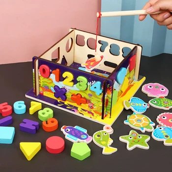 

Baby Kids DIY Assembling the Intelligence Box Children Shape Digital Cognition Fishing Toy Early Learning Educational Wooden Toy