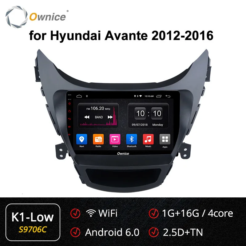 Ownice K6 K5 K3 интеллектуальная стерео Android 9,0 Автомобильная магнитола мультимедийный слой Dvd Gps для hyundai Avante 2012 2013 - Цвет: S9706 K1-Low